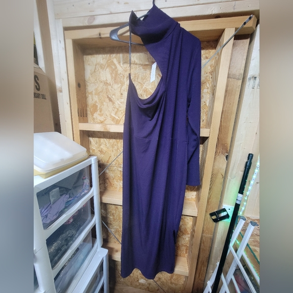 Eloquii NEW NWT Womans 1 Sleeve Mockneck Purple Dress Size 22/24 - Picture 4 of 10